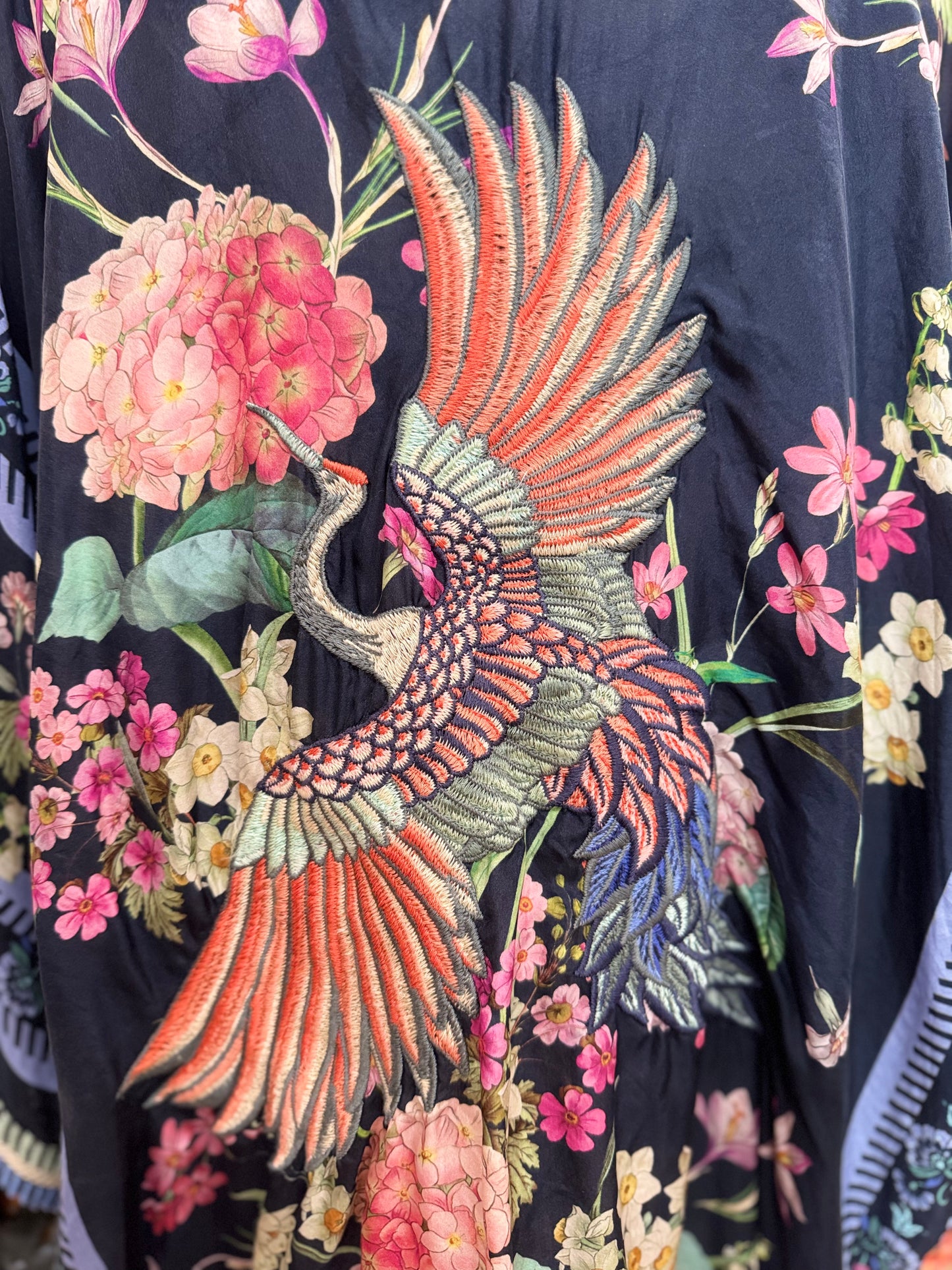 Johnny Was Embroidered Kimono – Floral Crane Print