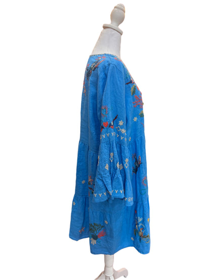 Johnny Was Embroidered Boho Dress – Cobalt Blue