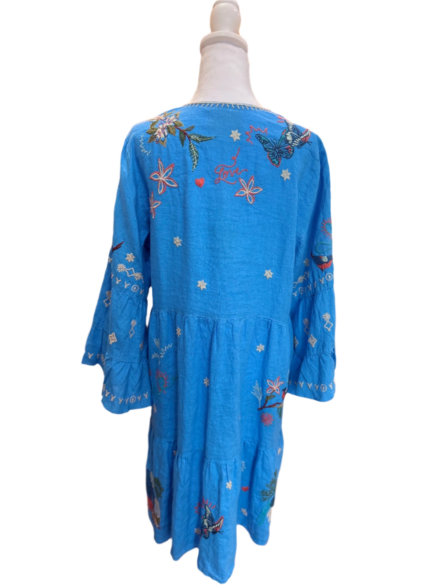 Johnny Was Embroidered Boho Dress – Cobalt Blue