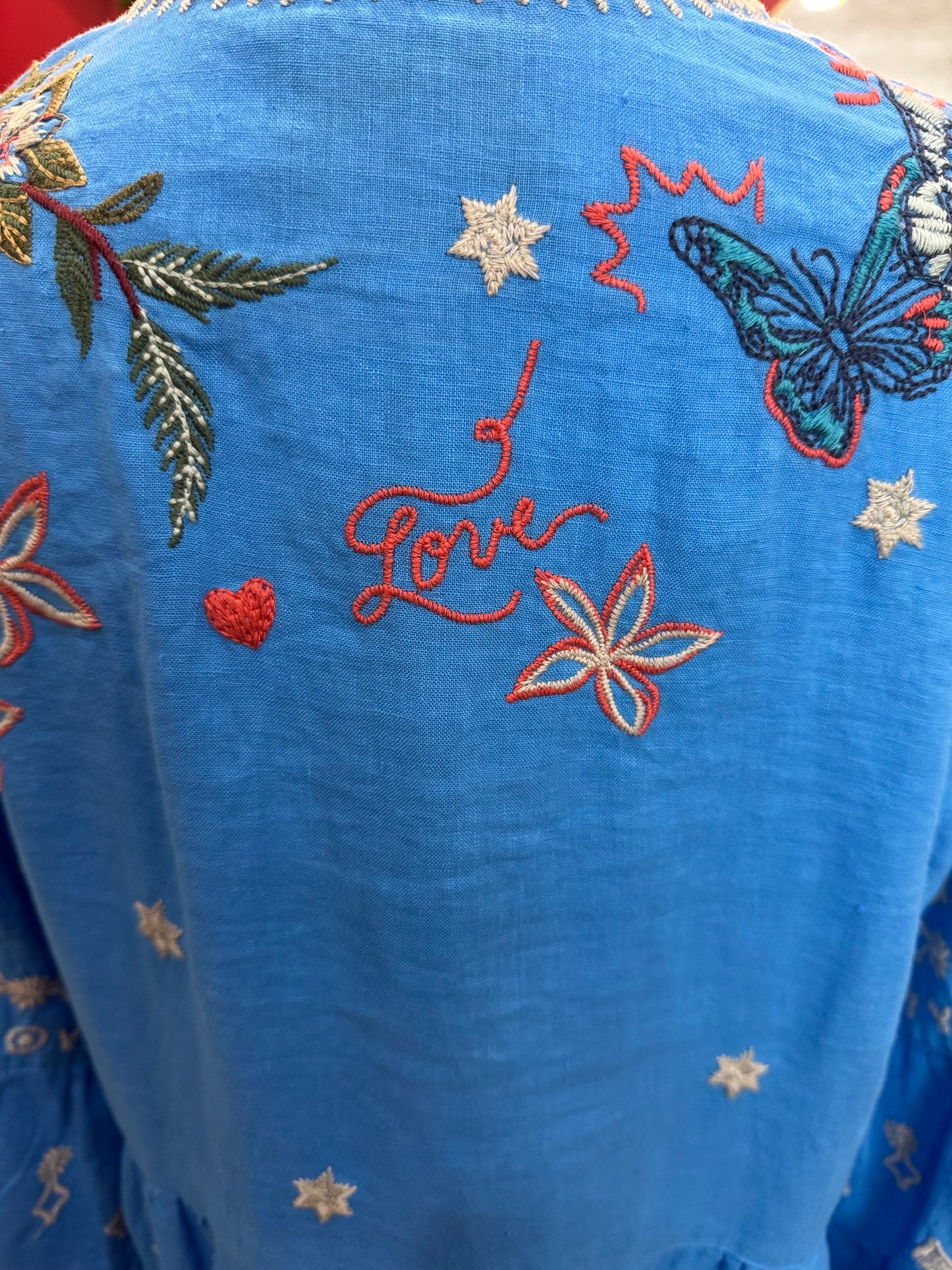 Johnny Was Embroidered Boho Dress – Cobalt Blue
