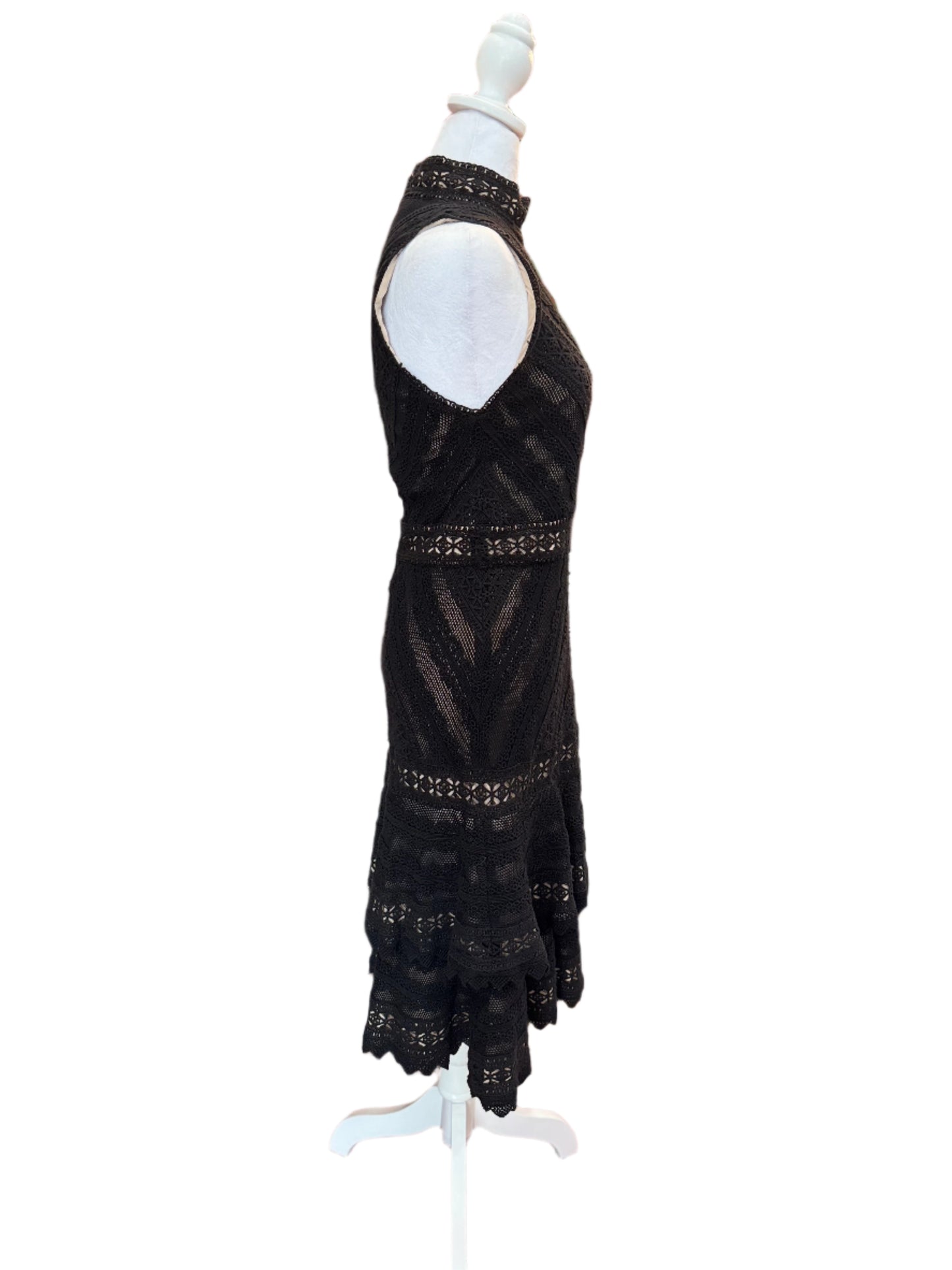 Alice + Olivia Black Lace Fit &amp; Flare Dress – Size 6