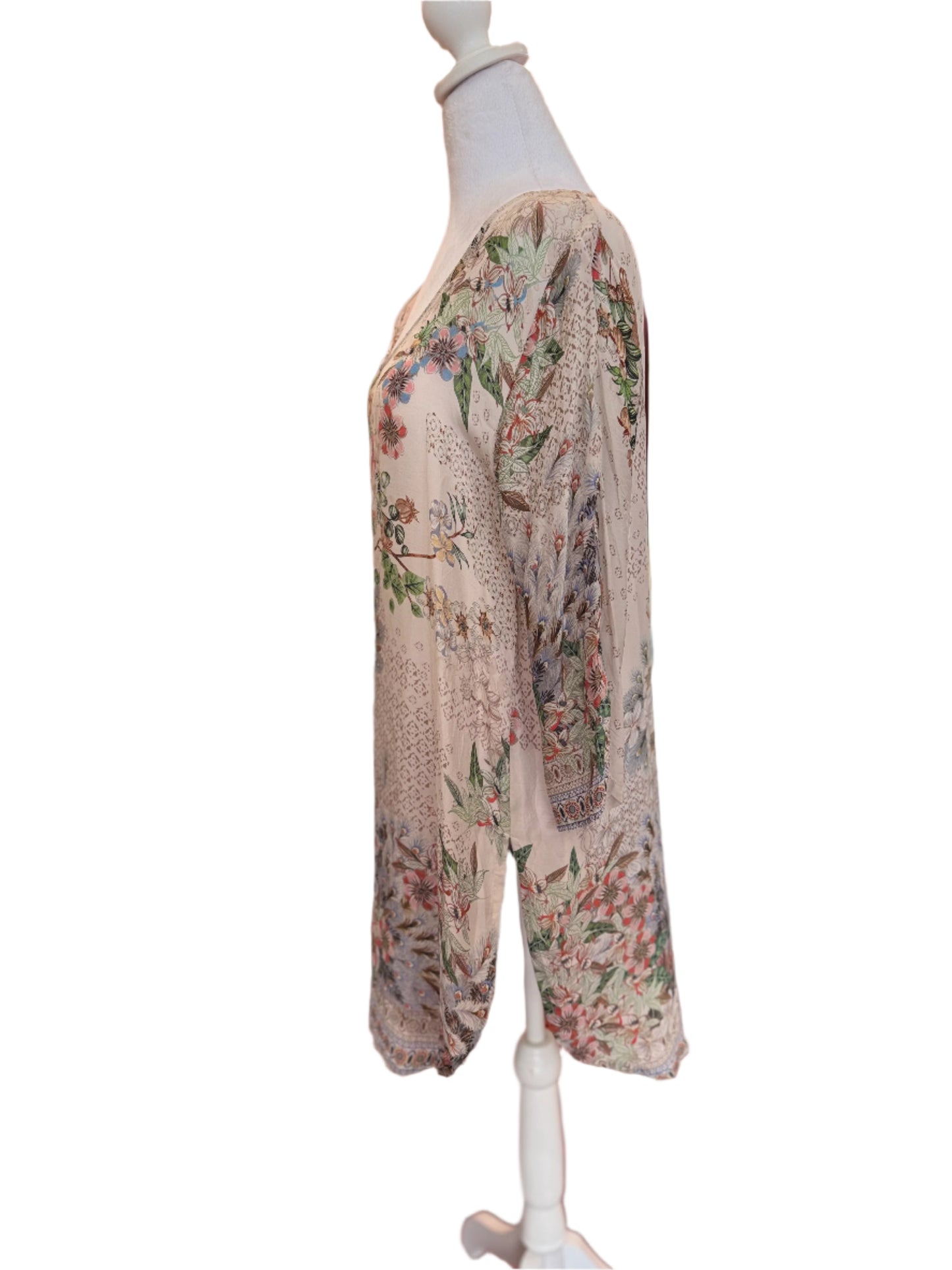 Johnny Was Boho Tunic Dress – Floral & Feather Print