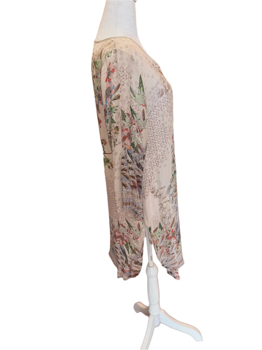 Johnny Was Boho Tunic Dress – Floral & Feather Print