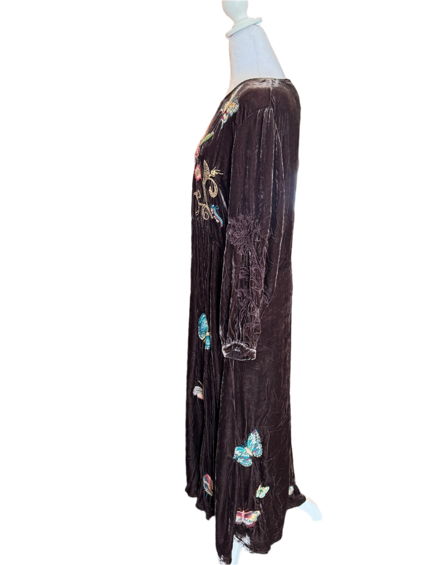 Johnny Was Embroidered Velvet Maxi Dress