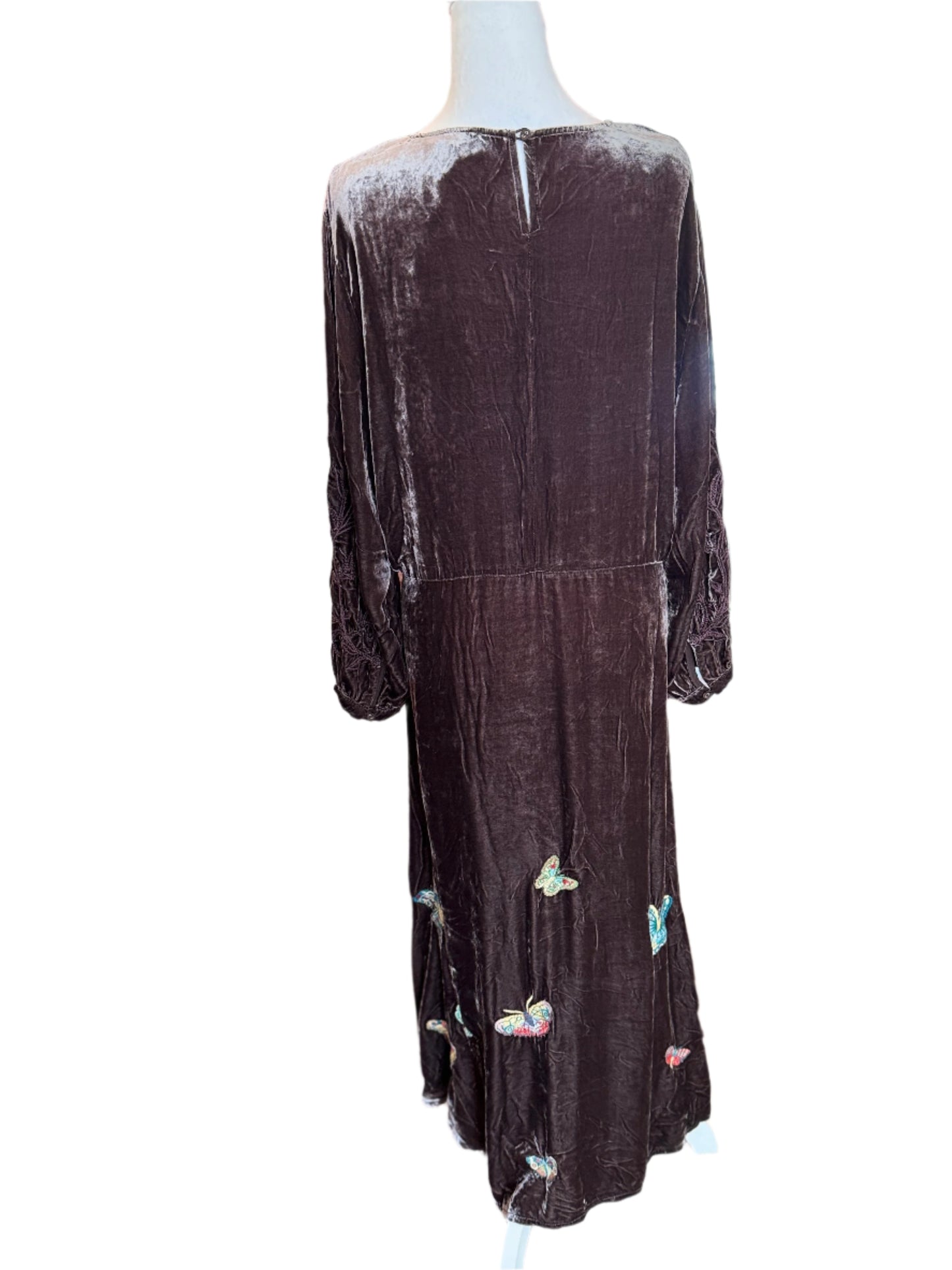 Johnny Was Embroidered Velvet Maxi Dress