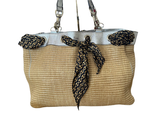 Gucci Metallic Raffia & Leather Shoulder Bag with Scarf