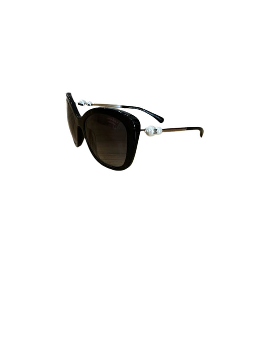Chanel Black Square Sunglasses with Pearl Detail