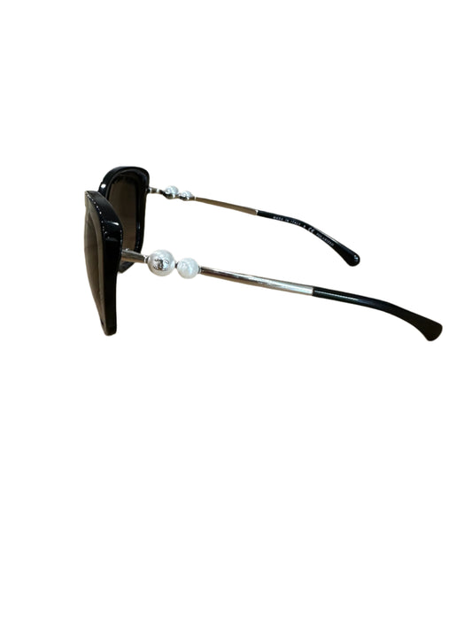 Chanel Black Square Sunglasses with Pearl Detail