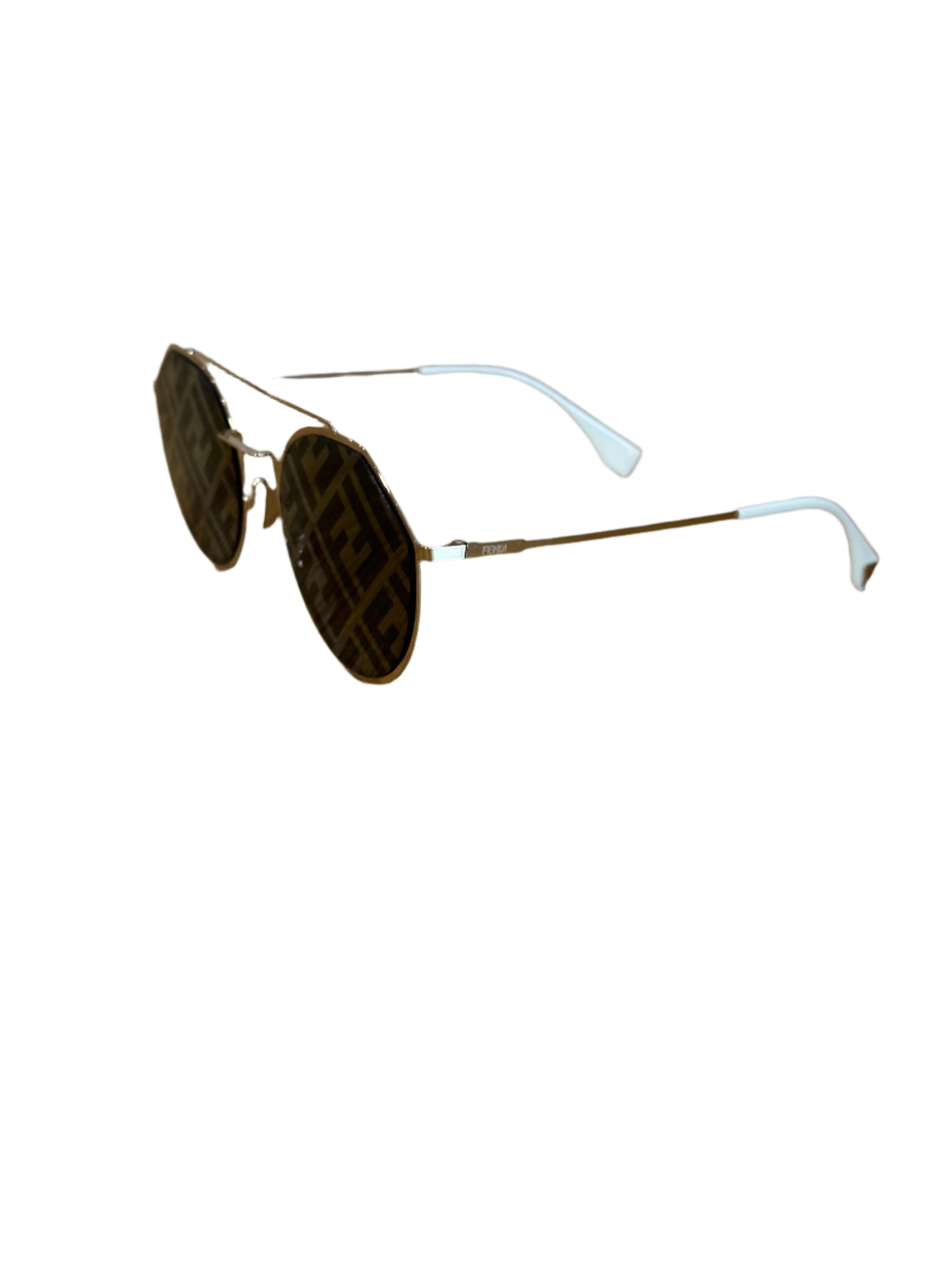 Fendi FF Logo Round Sunglasses – Gold/Brown