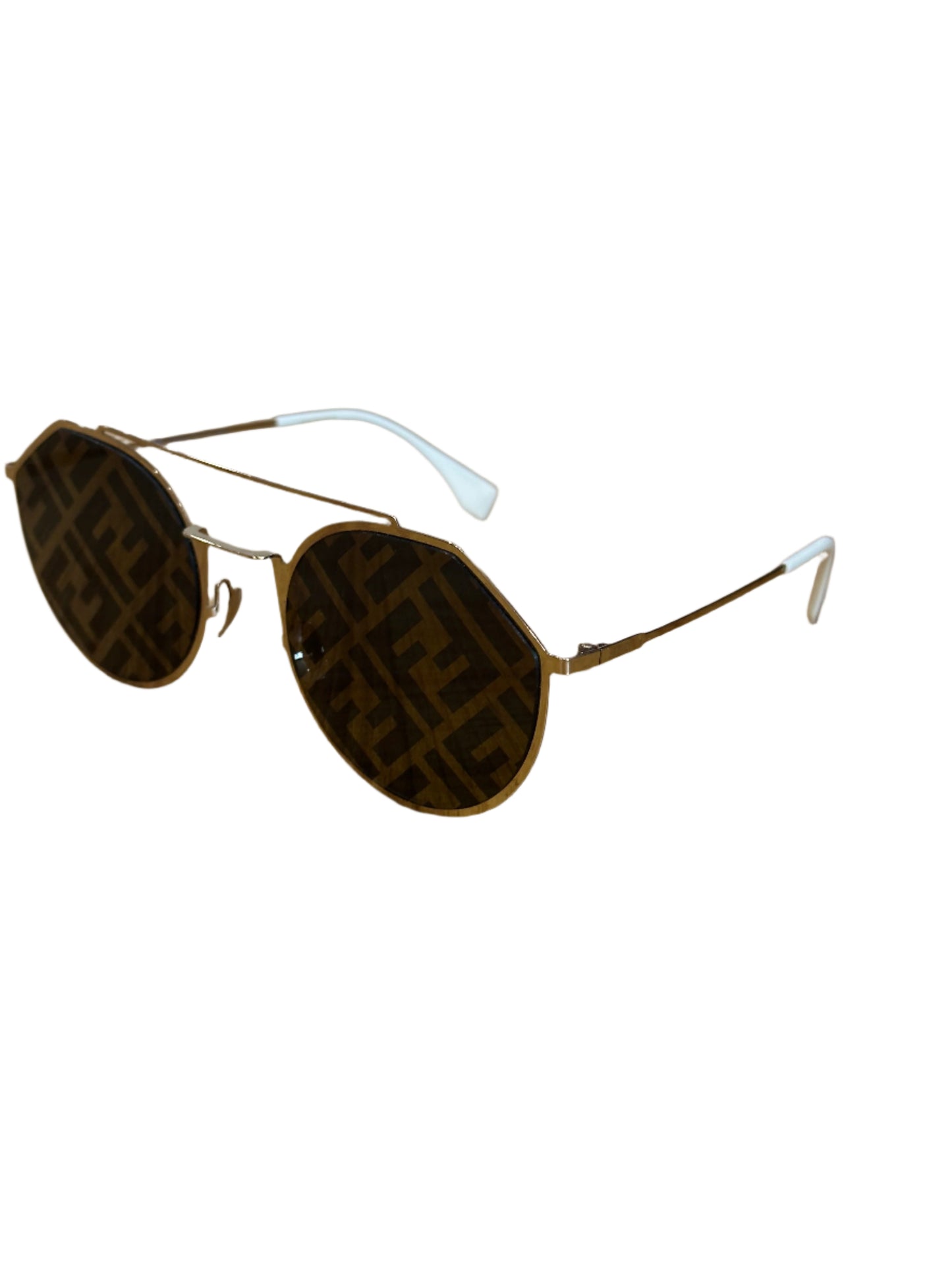 Fendi FF Logo Round Sunglasses – Gold/Brown
