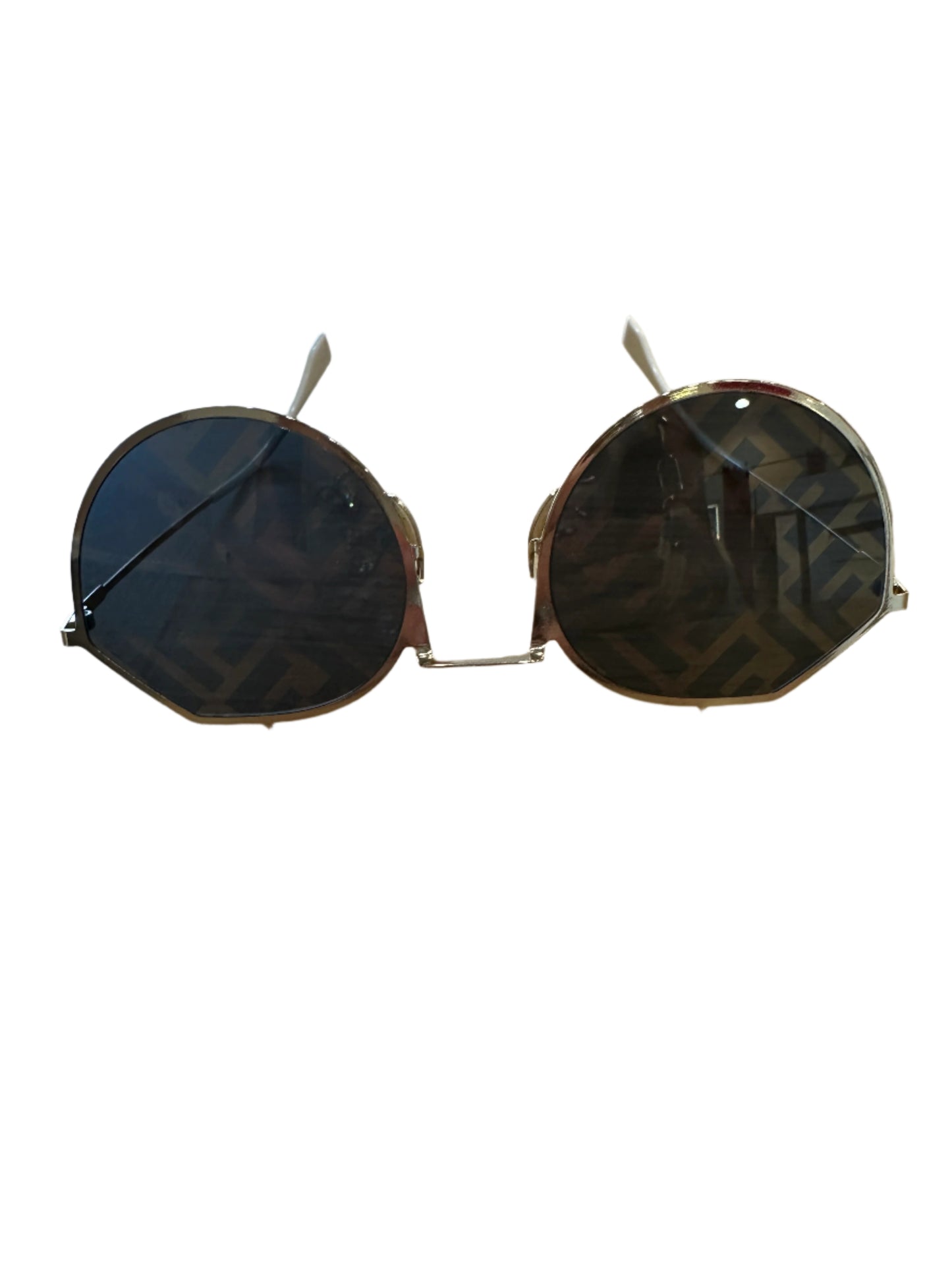 Fendi FF Logo Round Sunglasses – Gold/Brown