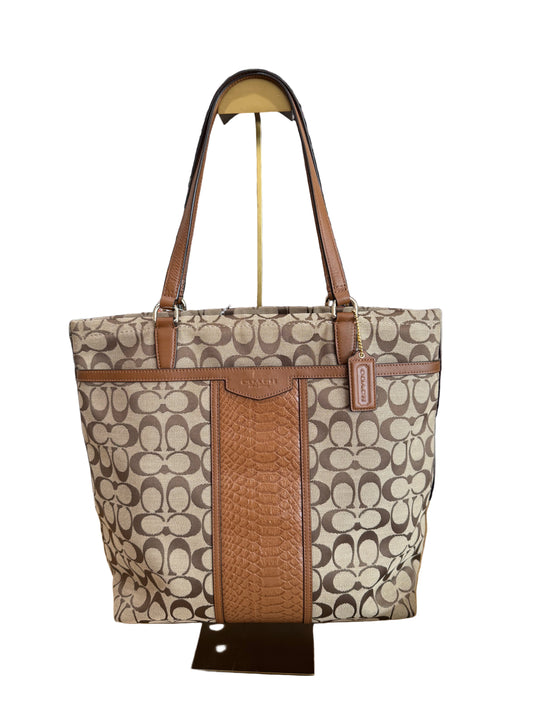 Coach Signature Jacquard Tote with Leather Trim
