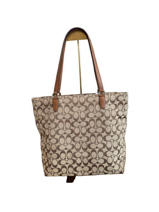Coach Signature Jacquard Tote with Leather Trim