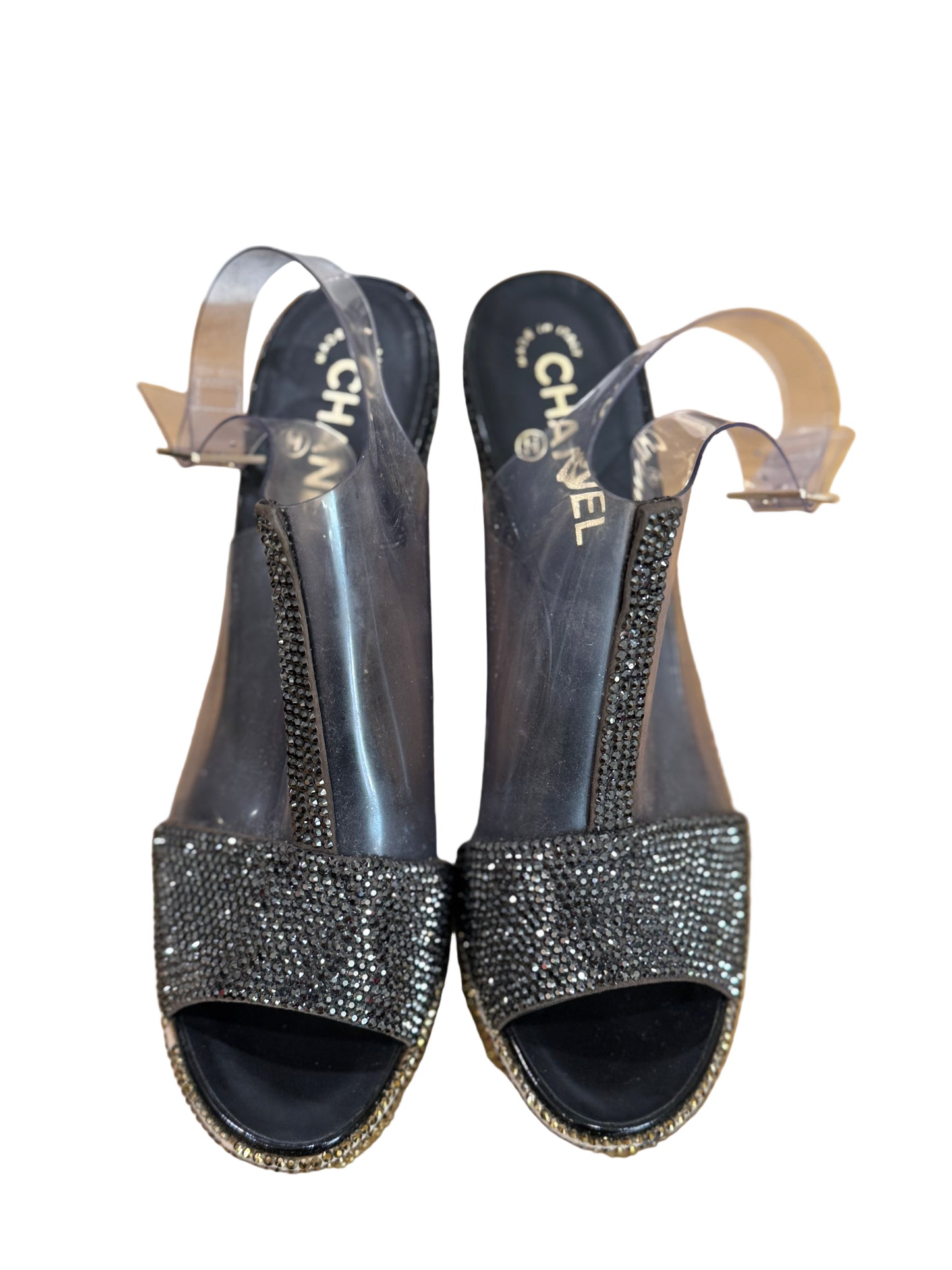 Chanel Crystal-Embellished Platform Heels