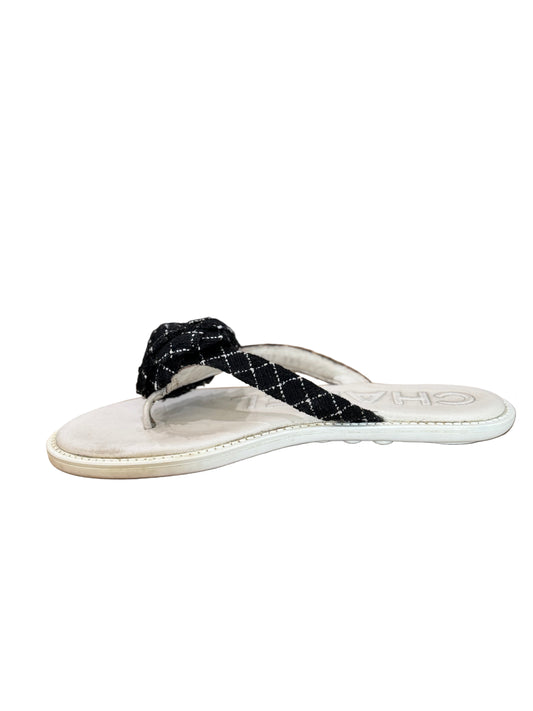 Chanel Tweed Camellia Sandals
