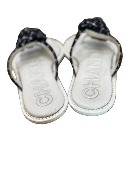 Chanel Tweed Camellia Sandals