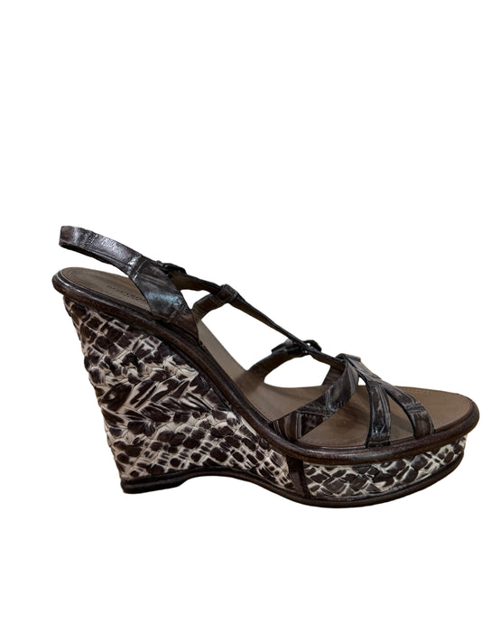 Bottega Veneta Python-Print Wedge Sandals