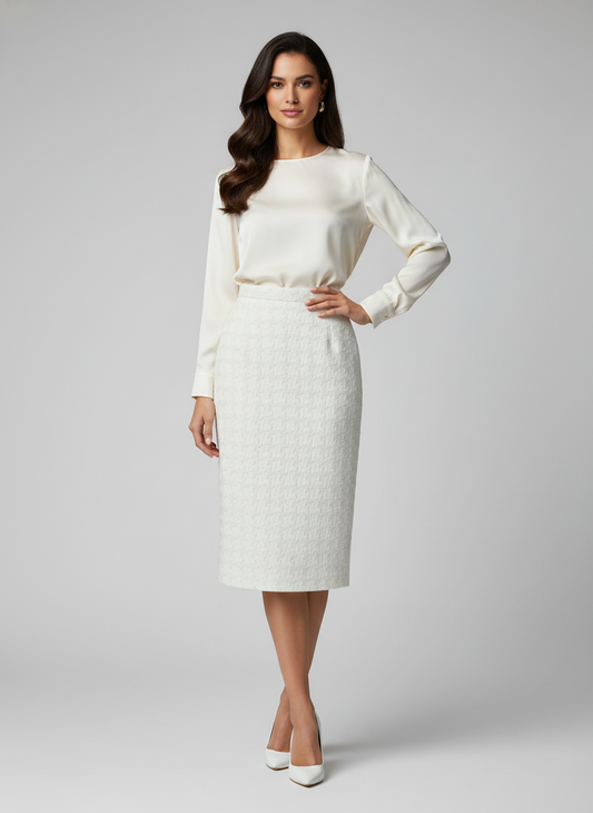 Gucci Textured Tweed Pencil Skirt- Size 2 $549-Skirt-Gazelle Fashion and Style