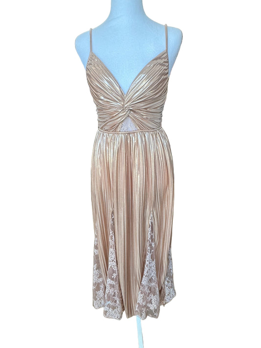 Sabina Musayev Metallic Pleated Dress