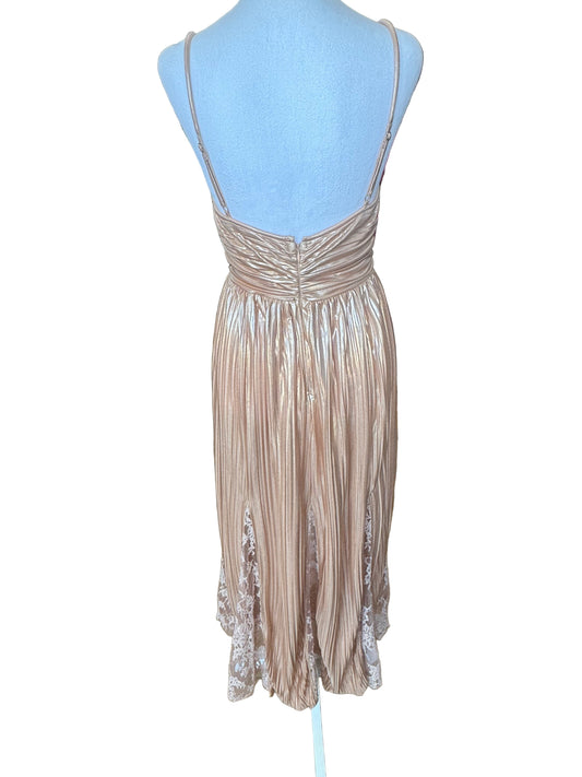 Sabina Musayev Metallic Pleated Dress