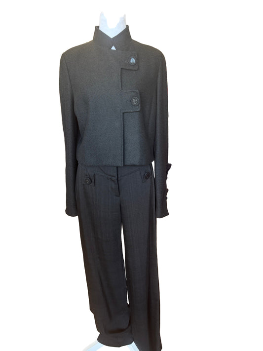 Versace Structured Wool Pantsuit-Suit-Gazelle Fashion and Style