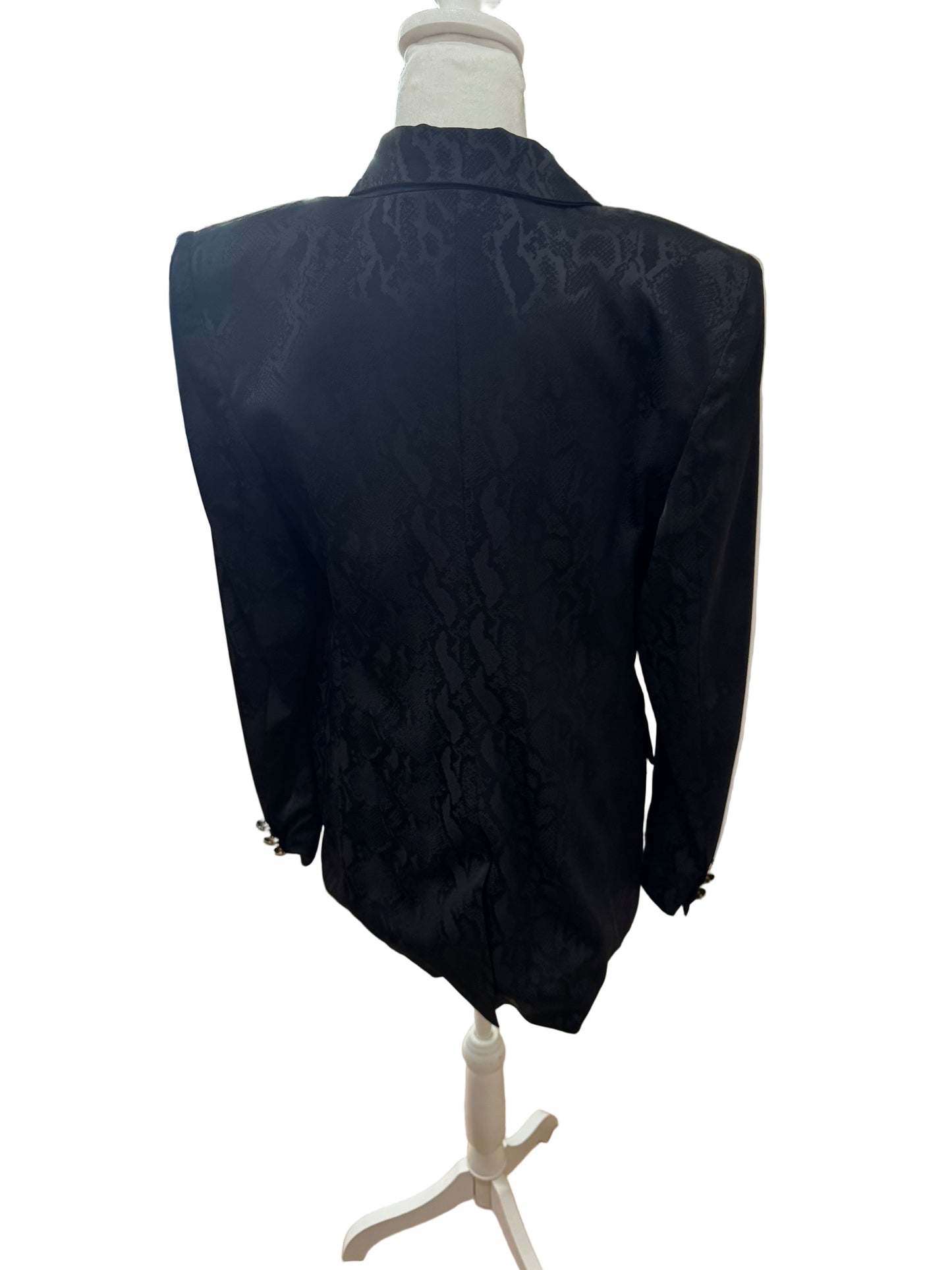 Babylon V Les Femmes Black Jacquard Blazer $189-Blazer-Gazelle Fashion and Style