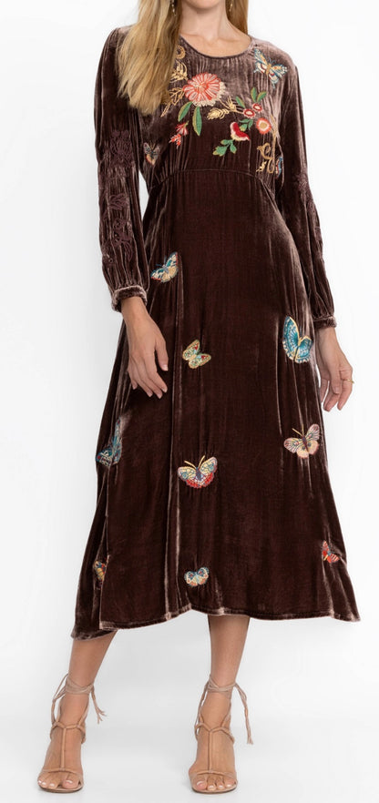 Johnny Was Velvet Midi Dress- Size XL