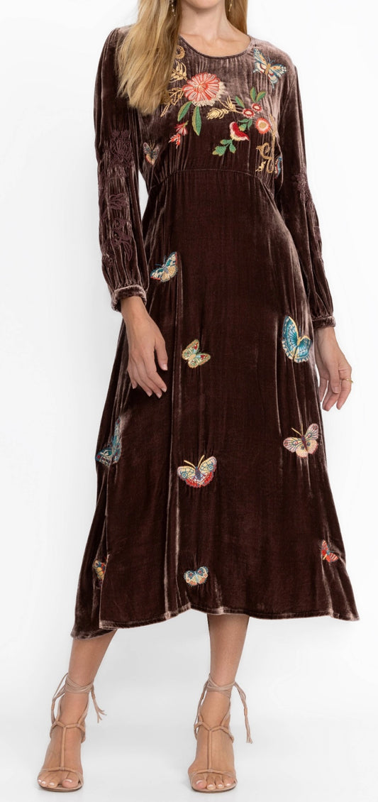 Johnny Was Velvet Midi Dress- Size XL