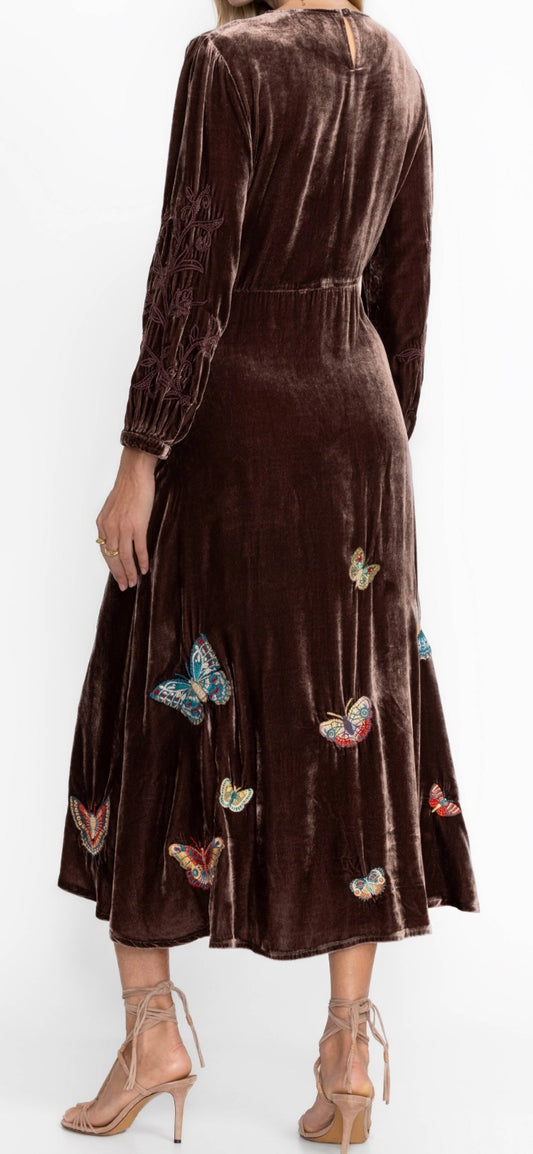 Johnny Was Velvet Midi Dress- Size XL