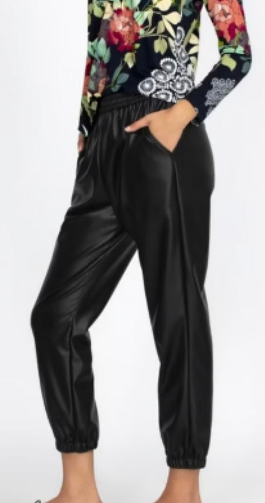 Johnny Was Vegan Leather Jogger Size: XL-Pants-Gazelle Fashion and Style