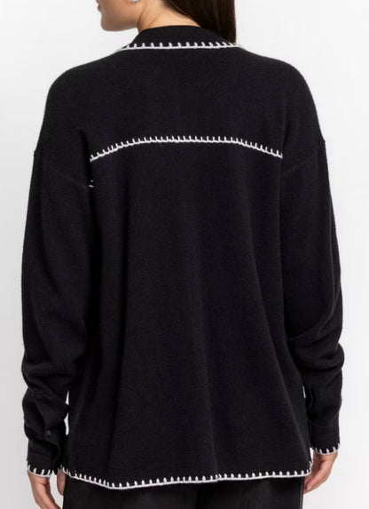Johnny Was Ramona Blanket Black Stitch Shirtigan Size: S-Tops-Gazelle Fashion and Style