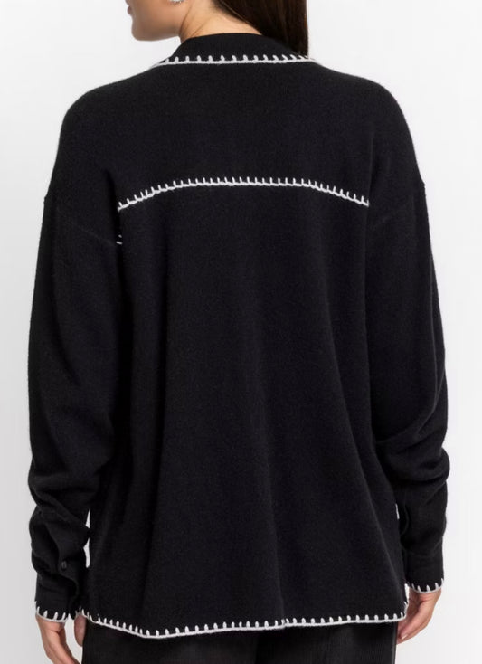 Johnny Was Ramona Blanket Black Stitch Shirtigan Size: S-Tops-Gazelle Fashion and Style