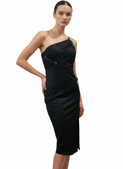 Versace One-Shoulder Dress- Size 42 $475-Dresses-Gazelle Fashion and Style