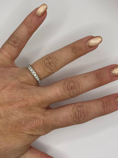 Pave Diamond Half Eternity White Gold Ring- 1.25C $950-Jewelry-Gazelle Fashion and Style