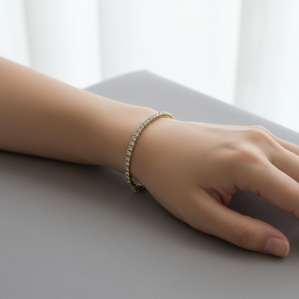 Diamond Tennis Bracelet- 14K Gold, 4.5C $2850-Jewelry-Gazelle Fashion and Style