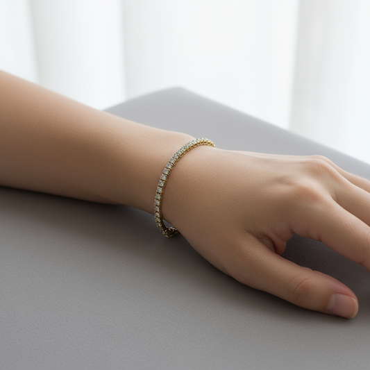 Diamond Tennis Bracelet- 14K Gold, 4.5C $2850-Jewelry-Gazelle Fashion and Style