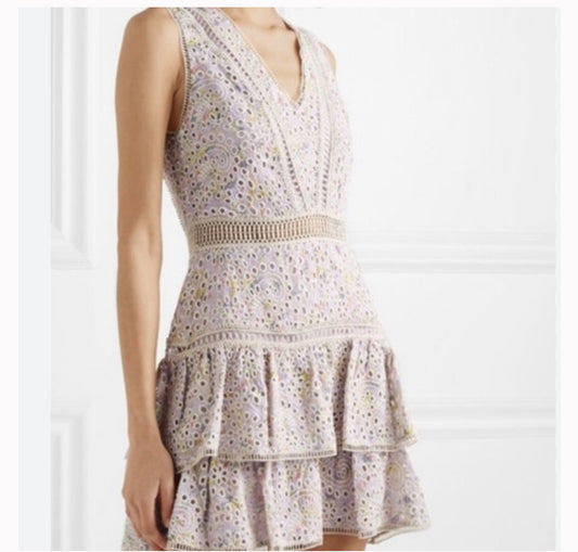 Alice + Olivia Toni Embroidered Eyelet Mini Dress