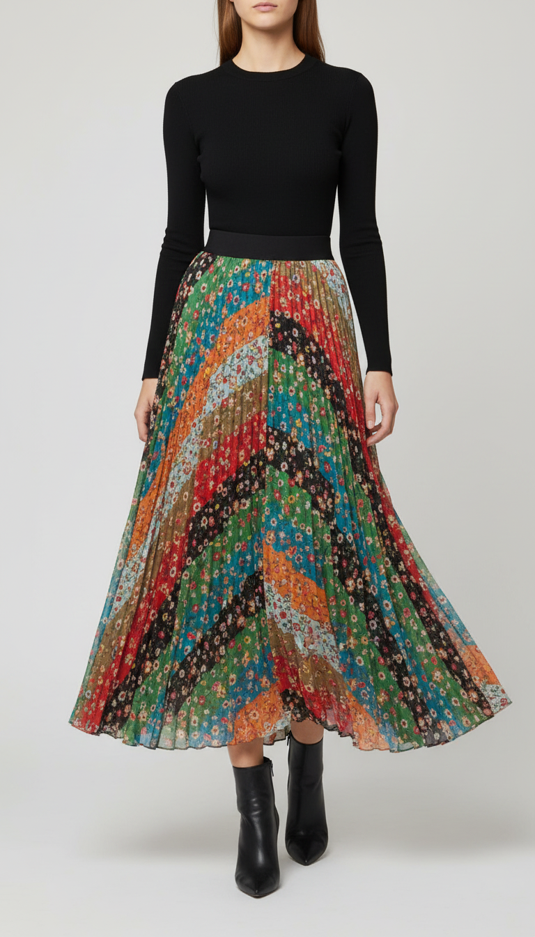 Alice + Olivia Floral Print Long Skirt- Size 6 $145-Skirt-Gazelle Fashion and Style