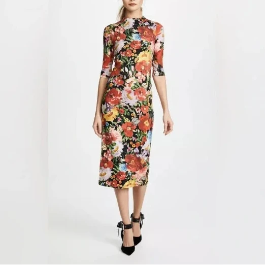 Alice + Olivia Delora Floral Print Dress-Dresses-Gazelle Fashion and Style