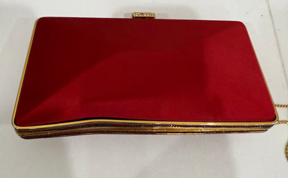 Judith Leiber Couture Red Slim Slide Clutch $155-Bags-Gazelle Fashion and Style