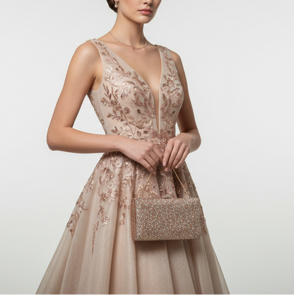 Christal Couture Pink Clutch $149-Bags-Gazelle Fashion and Style