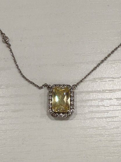 White Gold with Yellow Zirconia Pendant Necklace-Jewelry-Gazelle Fashion and Style