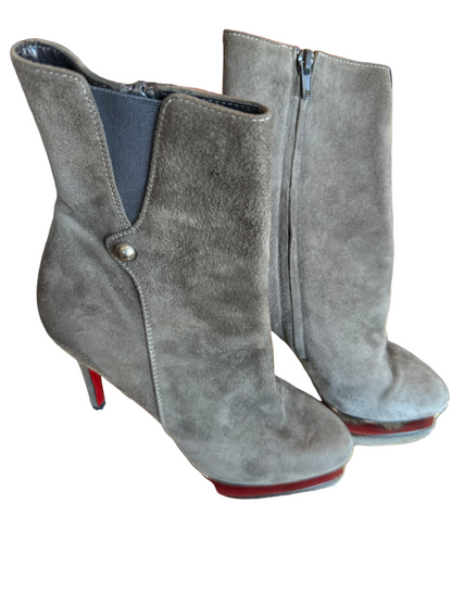 Christian Louboutin Gray Suede Ankle Boots- Size 37- US 7 $295-Shoes-Gazelle Fashion and Style