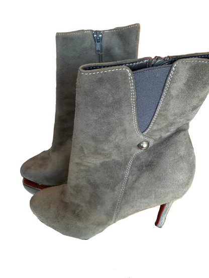 Christian Louboutin Gray Suede Ankle Boots- Size 37- US 7 $295-Shoes-Gazelle Fashion and Style