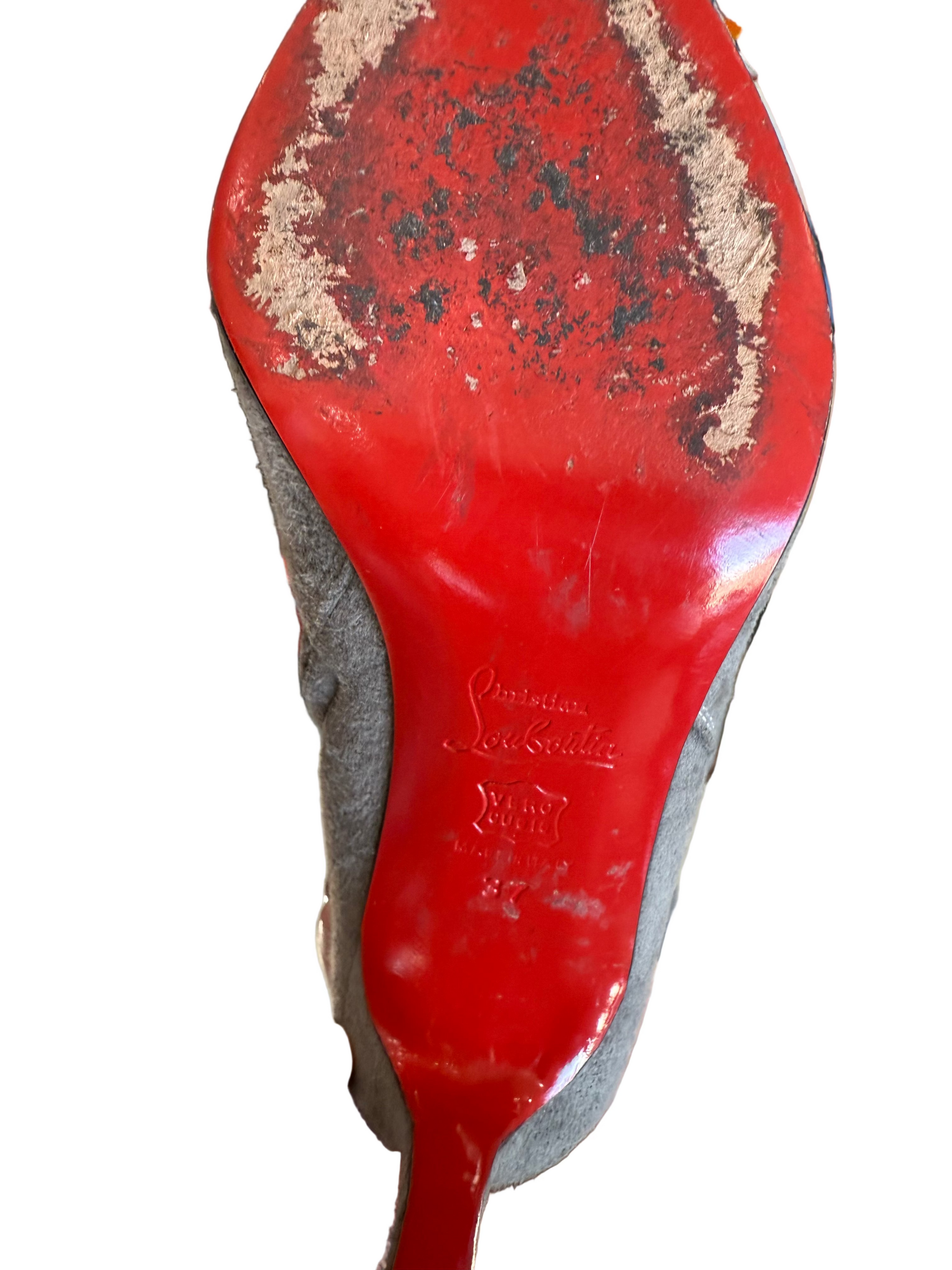 Christian Louboutin Gray Suede Ankle Boots- Size 37- US 7 $295-Shoes-Gazelle Fashion and Style