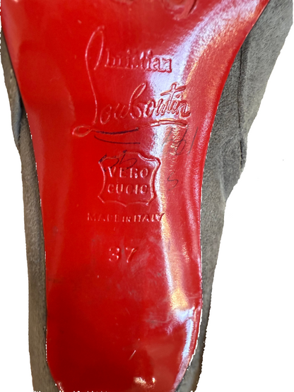 Christian Louboutin Gray Suede Ankle Boots- Size 37- US 7 $295-Shoes-Gazelle Fashion and Style