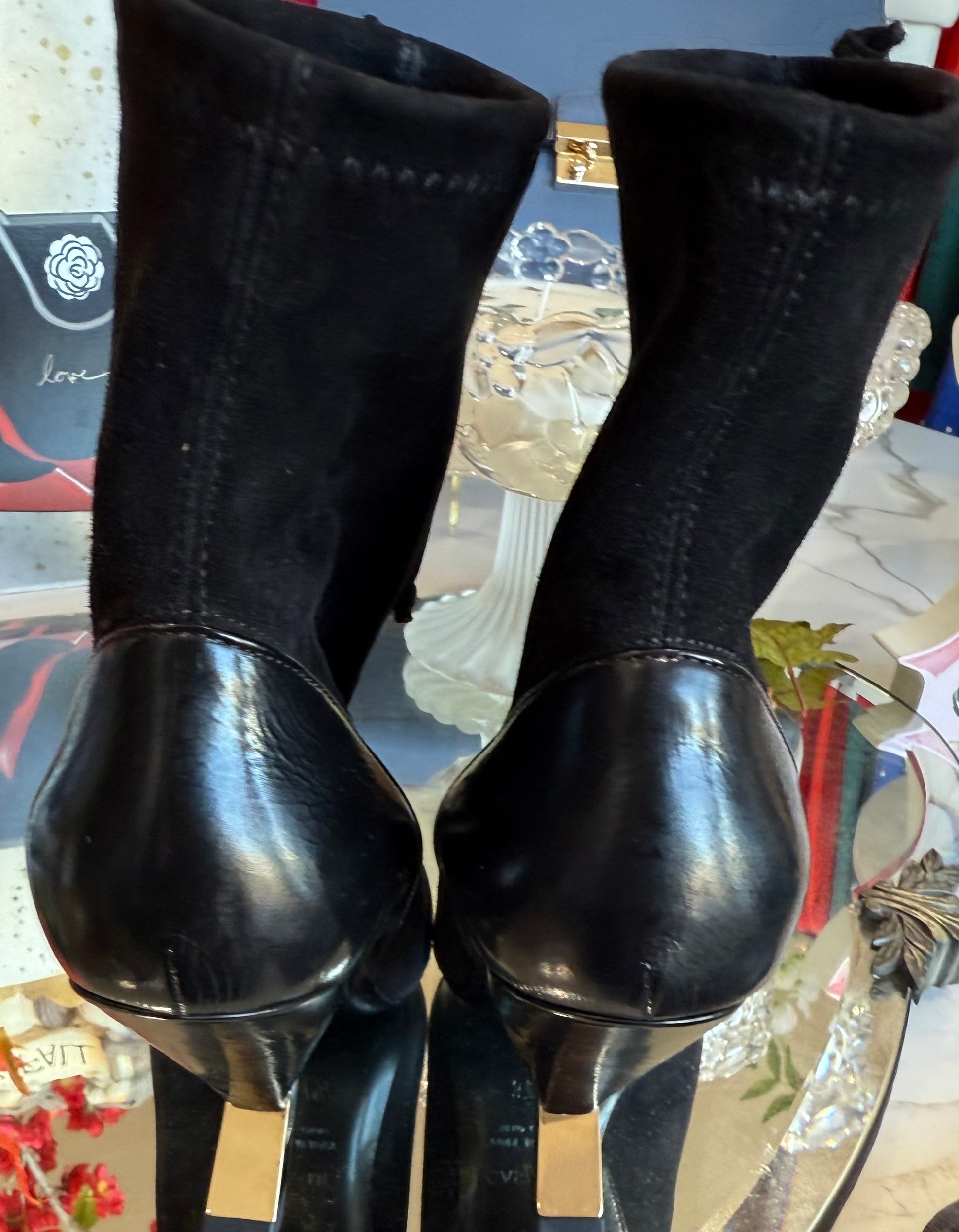 Casadei Suede & Leather Snakeskin Detail Lace Up Boot- Size 7.5 $175-Shoes-Gazelle Fashion and Style