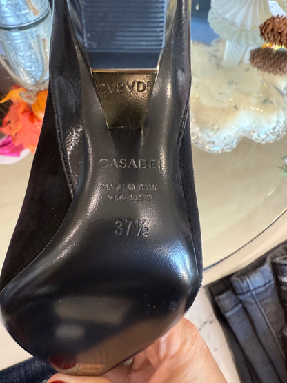 Casadei Suede & Leather Snakeskin Detail Lace Up Boot- Size 7.5 $175-Shoes-Gazelle Fashion and Style