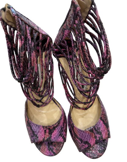 Jimmy Choo Strappy Python Heel- Size 38.5, US 8 $115-Shoes-Gazelle Fashion and Style