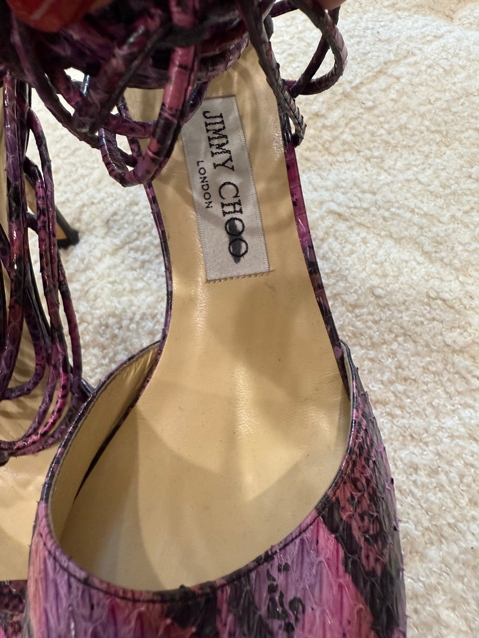 Jimmy Choo Strappy Python Heel- Size 38.5, US 8 $115-Shoes-Gazelle Fashion and Style